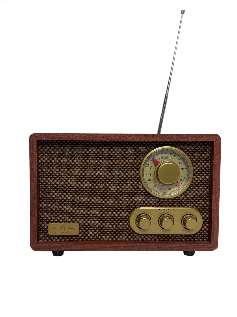 Hearth & Hand Magnolia Bluetooth Radio FM AM Vintage Wood Speaker 9.5 inch